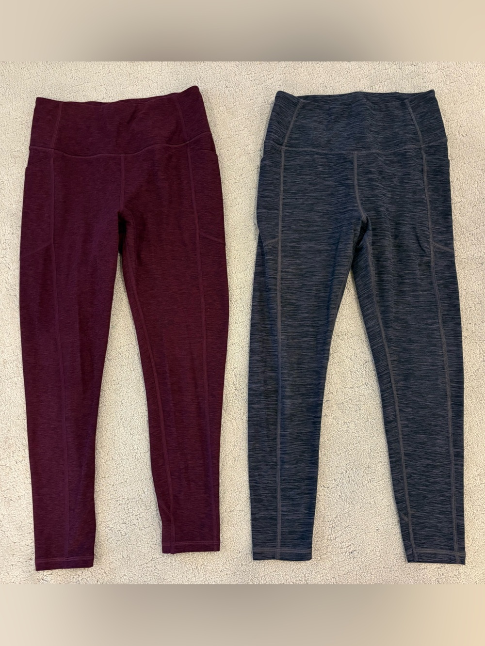 Victoria's Secret Women’s Sport Leggings Set of 2 Plum Charcoal size 8 pockets